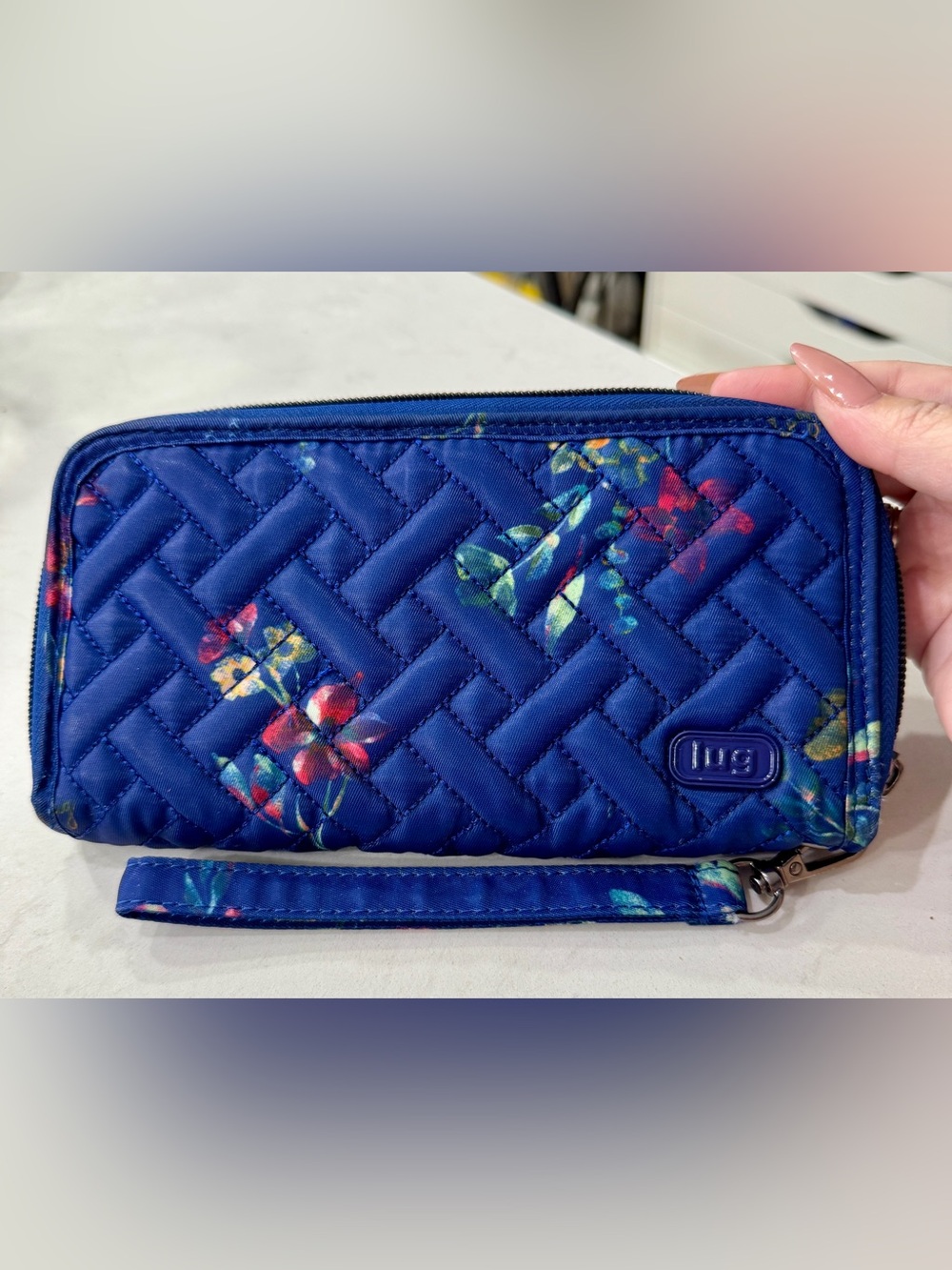 Lug Handspring RFID Wallet in Bouquet Blue floral pattern